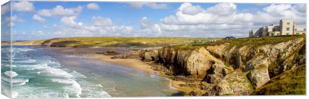 Perranporth Panoramic Canvas Print by Oxon Images