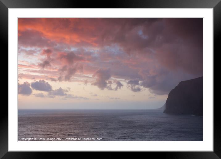 Soft Sunset Hues at Los Gigantes Cliffs Framed Mounted Print by Kasia Design