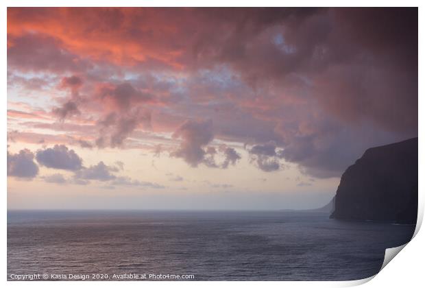 Soft Sunset Hues at Los Gigantes Cliffs Print by Kasia Design