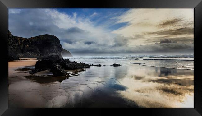Carnewas and Bedruthan Steps  Framed Print by Maggie McCall