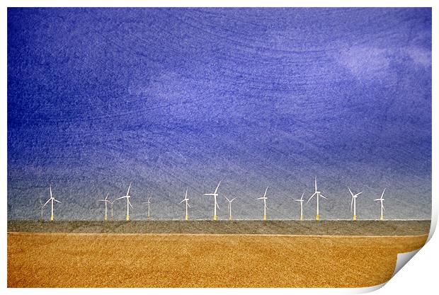 Scroby Sands Wind Farm, Norfolk Print by Dave Turner