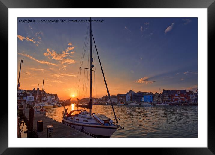 Weymouth harbour sunset Framed Mounted Print by Duncan Savidge