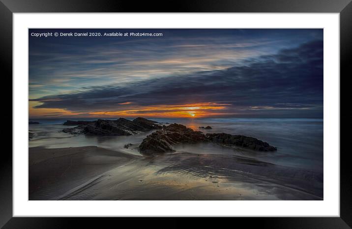 Crooklets Beach Sunset Framed Mounted Print by Derek Daniel