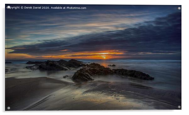 Crooklets Beach Sunset Acrylic by Derek Daniel