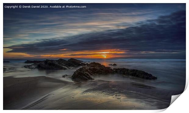 Crooklets Beach Sunset Print by Derek Daniel
