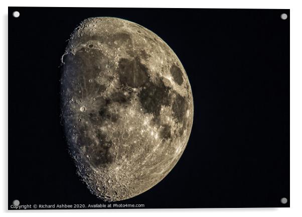 Waxing Gibbous Moon  Acrylic by Richard Ashbee