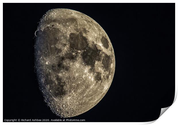 Waxing Gibbous Moon  Print by Richard Ashbee