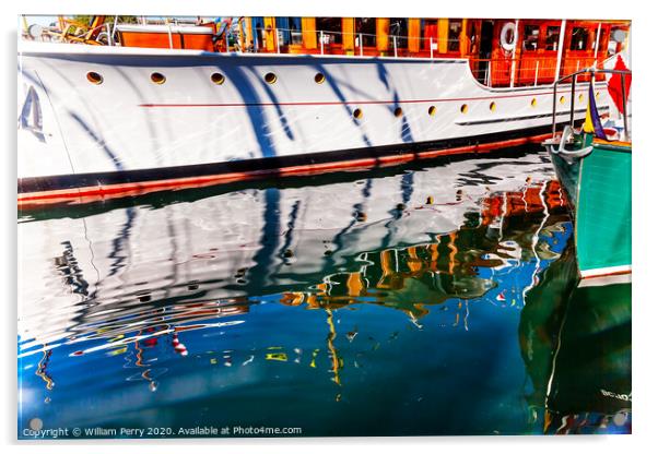 Wooden Boats Reflection Abstract Victoria Canada Acrylic by William Perry