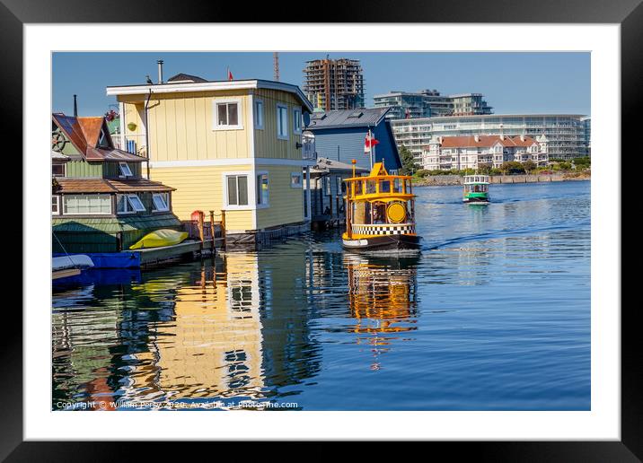 Water Taxis Blue Houseboats Victoria Canada Framed Mounted Print by William Perry