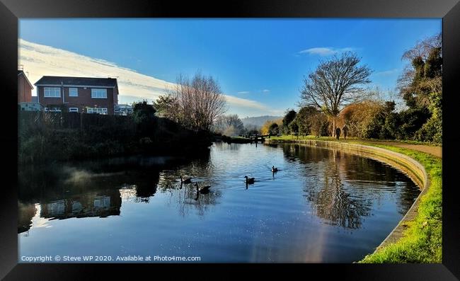 Geese Enjoying the Canal Framed Print by Steve WP