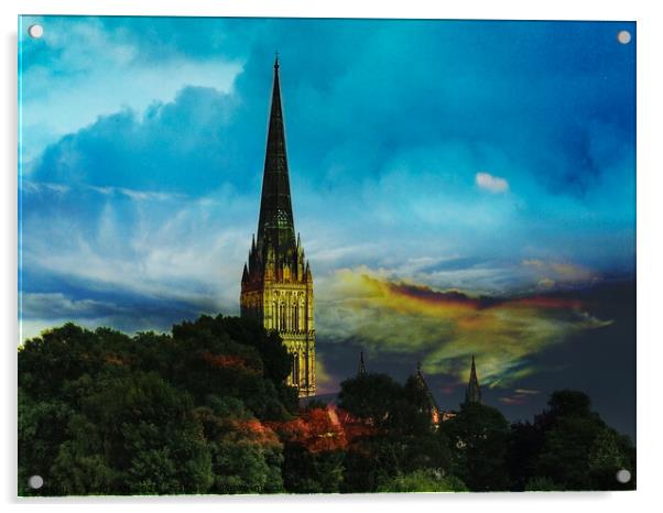 Salisbury Cathedral Standing Tall Acrylic by Paddy Art