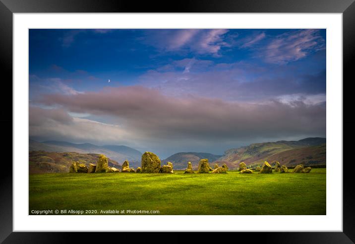 Castlerigg with moon. Framed Mounted Print by Bill Allsopp