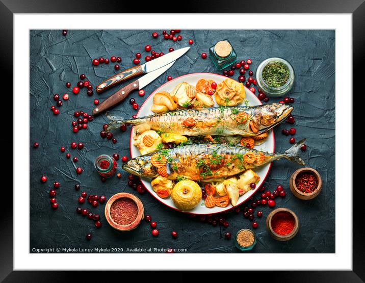 Appetizing baked mackerel Framed Mounted Print by Mykola Lunov Mykola