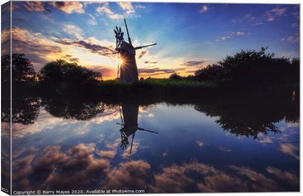 Turf Fen Drainage Mill Canvas Print by Barry Mayes