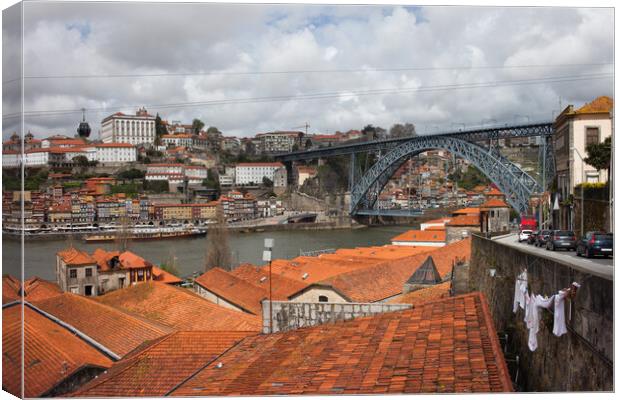 Porto and Gaia Cityscape in Portugal Canvas Print by Artur Bogacki