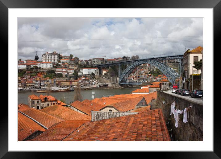 Porto and Gaia Cityscape in Portugal Framed Mounted Print by Artur Bogacki