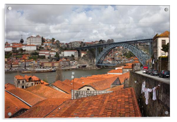 Porto and Gaia Cityscape in Portugal Acrylic by Artur Bogacki