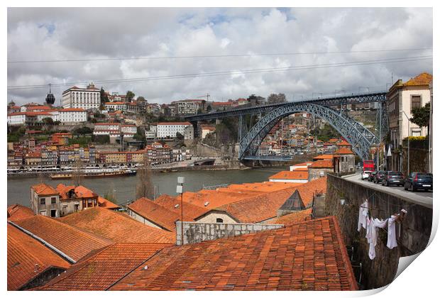 Porto and Gaia Cityscape in Portugal Print by Artur Bogacki