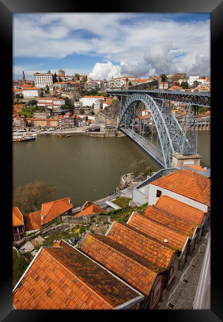 Porto And Gaia Cityscape Framed Print by Artur Bogacki