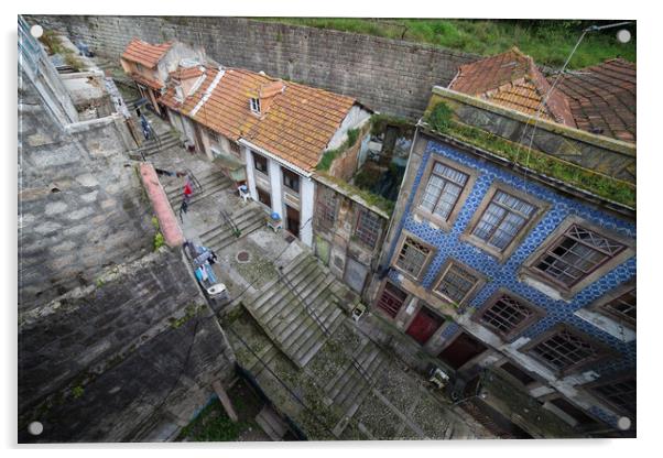 Hillside Houses In Porto Acrylic by Artur Bogacki