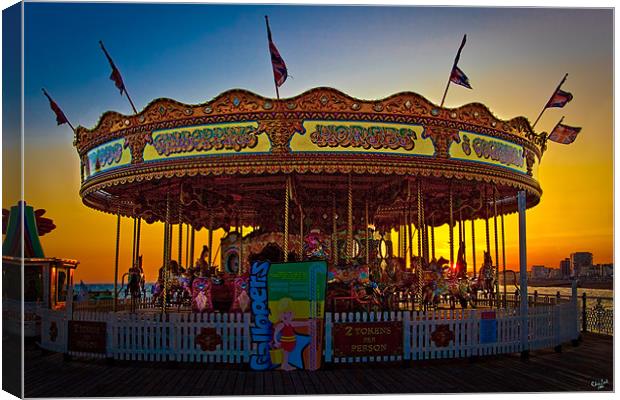 Brighton Carousel At Sunset Canvas Print by Chris Lord