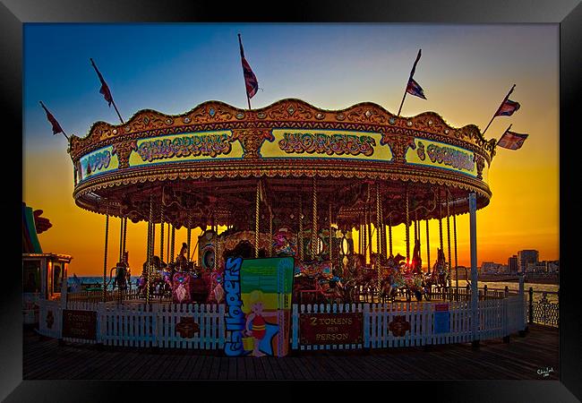 Brighton Carousel At Sunset Framed Print by Chris Lord