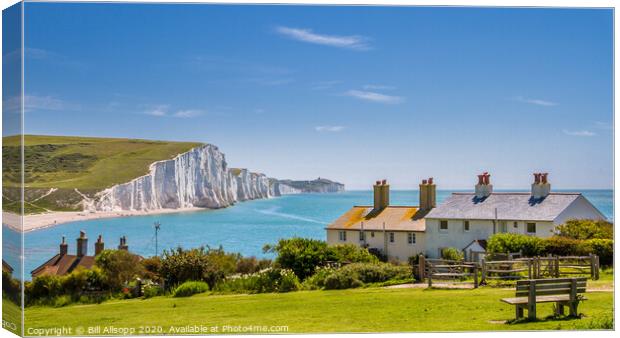 The Seven Sisters and Coastguard Cottages. Canvas Print by Bill Allsopp