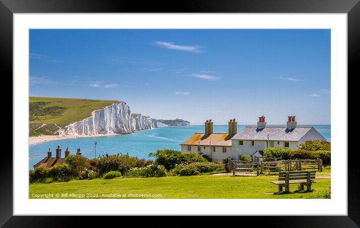 The Seven Sisters and Coastguard Cottages. Framed Mounted Print by Bill Allsopp