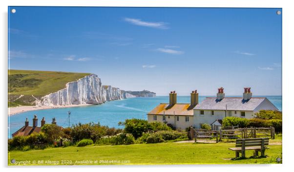 The Seven Sisters and Coastguard Cottages. Acrylic by Bill Allsopp
