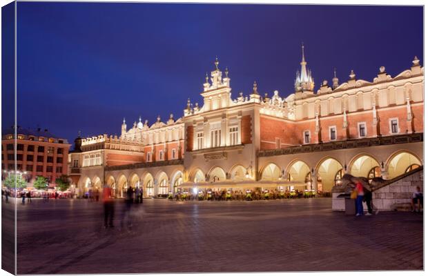 Cloth Hall in Old Town of Krakow at Night Canvas Print by Artur Bogacki