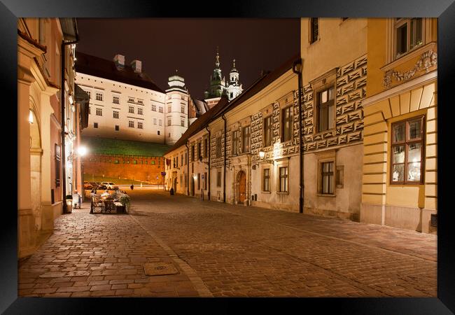Kanonicza Street in Krakow at Night Framed Print by Artur Bogacki
