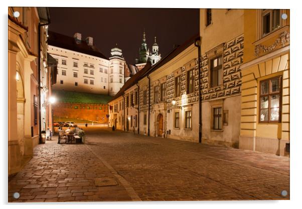 Kanonicza Street in Krakow at Night Acrylic by Artur Bogacki