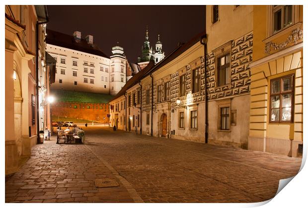 Kanonicza Street in Krakow at Night Print by Artur Bogacki