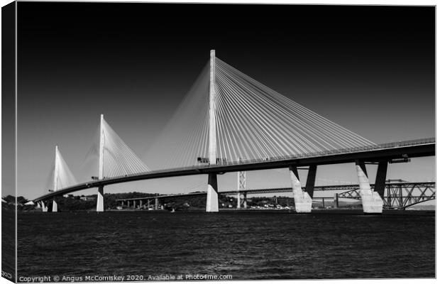 Queensferry Crossing mono Canvas Print by Angus McComiskey