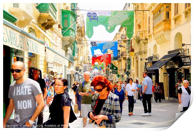 Republic street in Valletta at Malta. Print by john hill