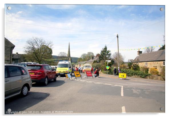 Village Carnival road closure. Acrylic by john hill