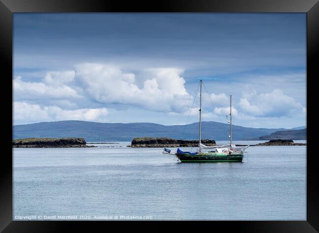 Perfect day moored of Lunga - Scotland Framed Print by David Merrifield