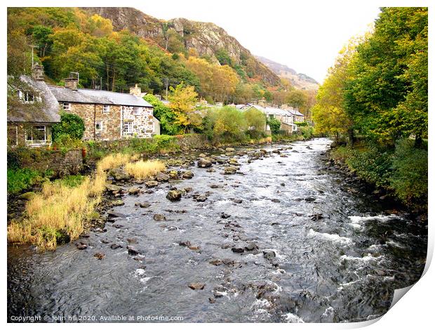 Tha river at Beddgelert village in Wales. Print by john hill