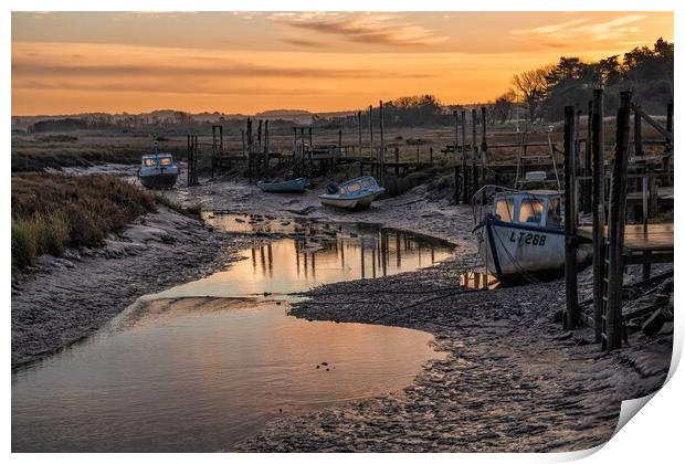 Waiting for the tide at sunrise Print by Gary Pearson
