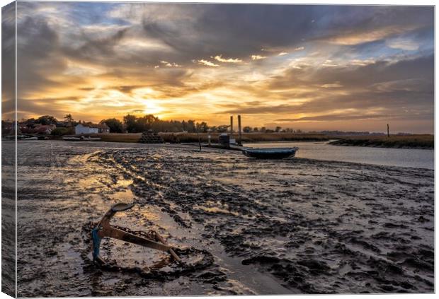 Sunset at low tide - Brancaster Staithe  Canvas Print by Gary Pearson