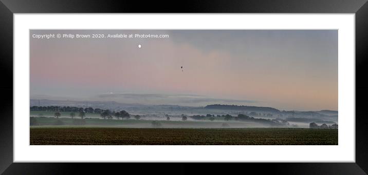 Misty Landscape with Hang Glider and Moon_Panorama Framed Mounted Print by Philip Brown