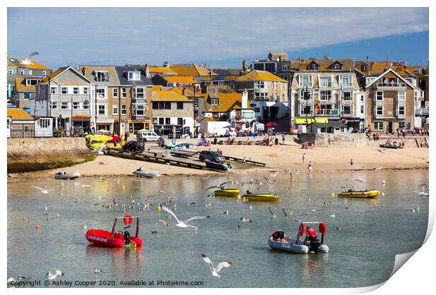St Ives harbour. Print by Ashley Cooper