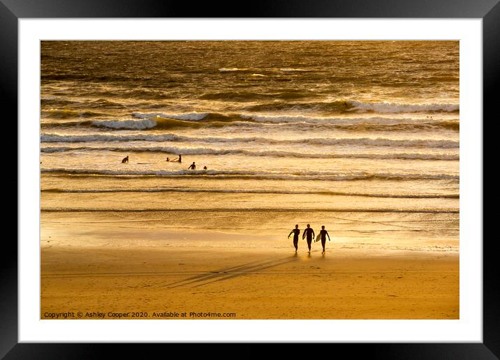 The surfers. Framed Mounted Print by Ashley Cooper