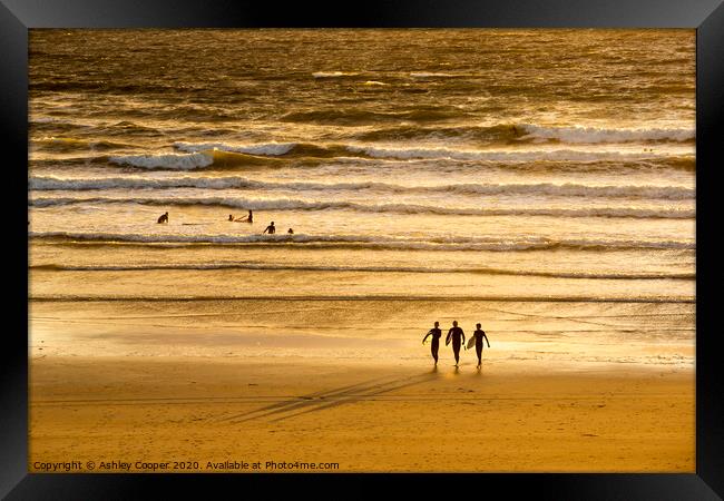 The surfers. Framed Print by Ashley Cooper