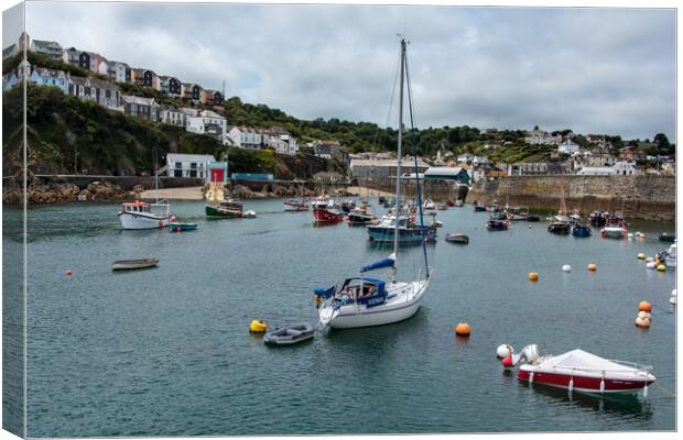 Boats in Mevagissy harbour Canvas Print by Wendy Williams CPAGB