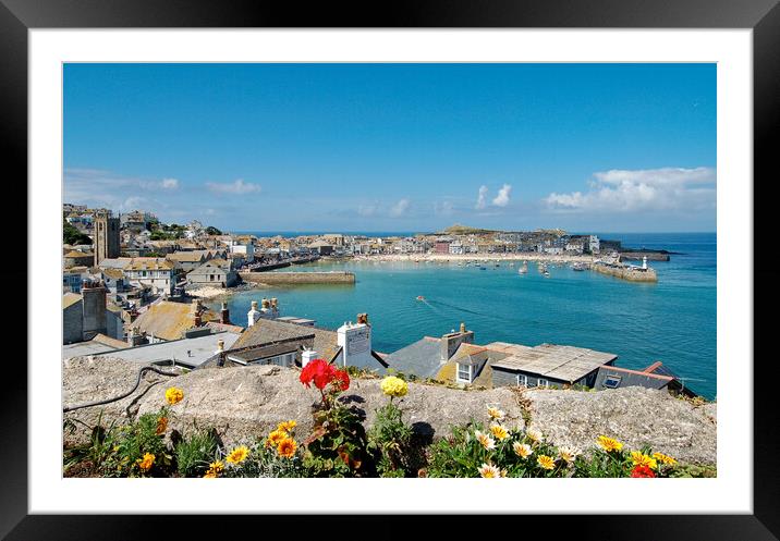 View over the harbour at St. Ives, Cornwall, UK Framed Mounted Print by Peter Bolton