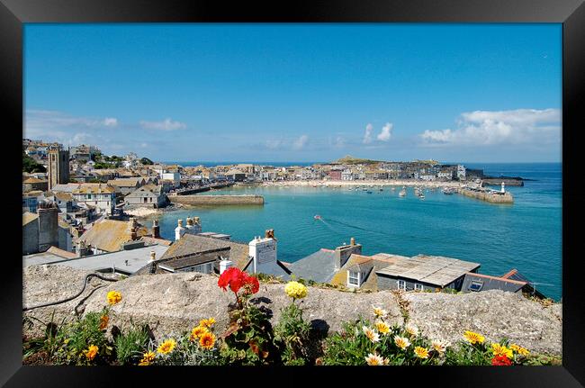 View over the harbour at St. Ives, Cornwall, UK Framed Print by Peter Bolton