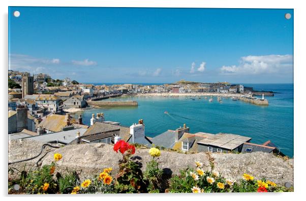 View over the harbour at St. Ives, Cornwall, UK Acrylic by Peter Bolton
