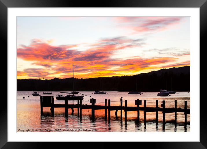 Jetty dusk. Framed Mounted Print by Ashley Cooper