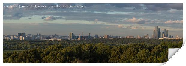 Panorama of Moscow City at sunset. Print by Boris Zhitkov